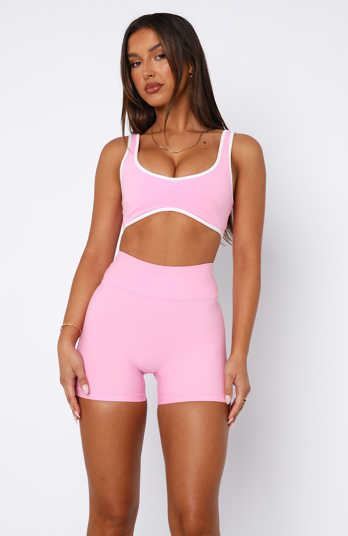 Sports Crop Baby Pink/White