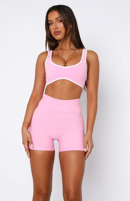 Sports Crop Baby Pink/White