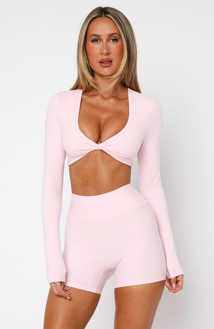 Long Sleeve Crop Ballet Pink