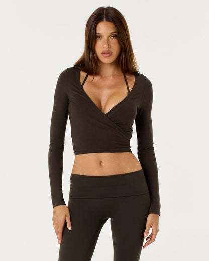 Ballet Wrap Top Dark Chocolate