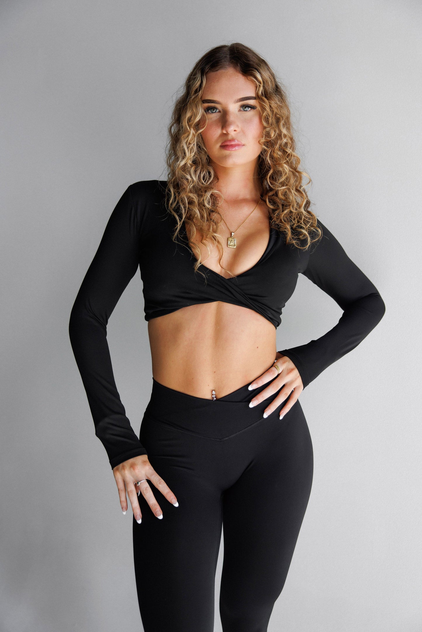 Skim Long Sleeve Crop Black