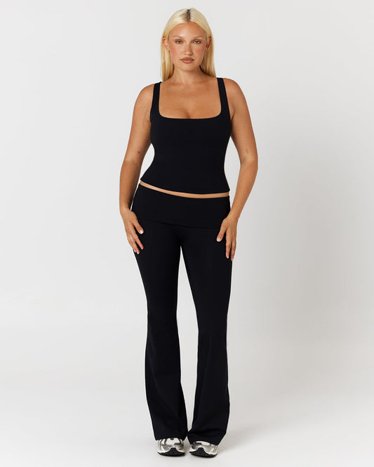 Formulário Scrunch Flare invisível dobrável leggings | Preto