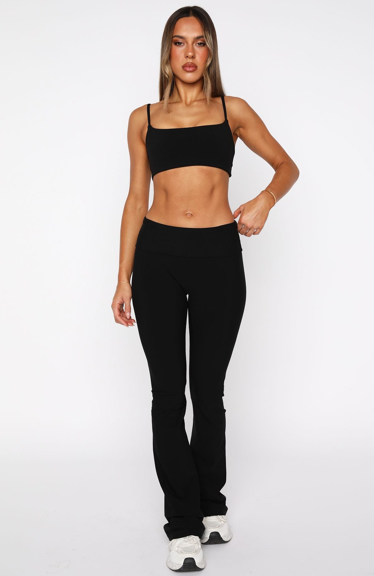 Foldover Flare Leggings Black