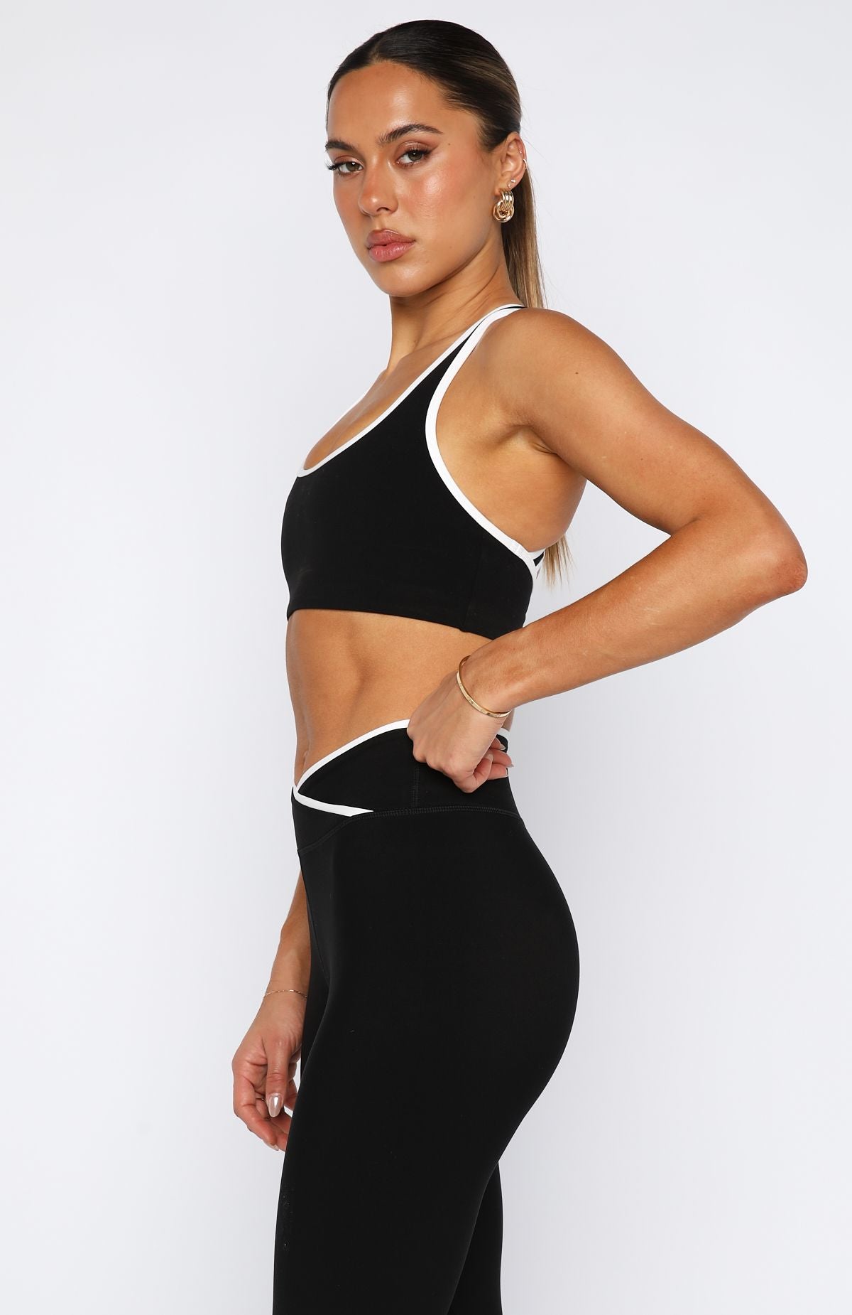 Mentalità reggiseno sportivo Nero/Bianco