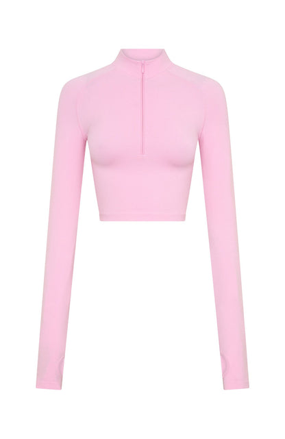 Jacket Cropped Zip Pink Marshmallow